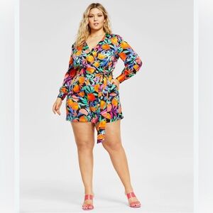 Nina Parker Plus Size Satin Romper Size1X